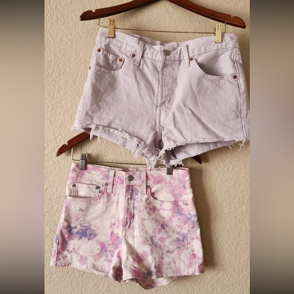 Trendy Women's Tie-Dye and Purple Jean Shorts